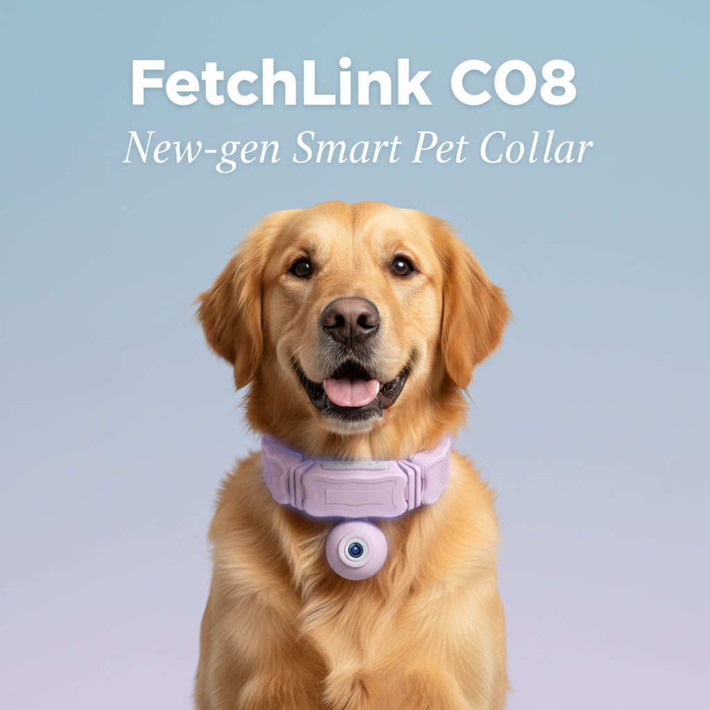 FetchLink C08 Smart Pet Collar with GPS E-fencing 1080P FHD Camera