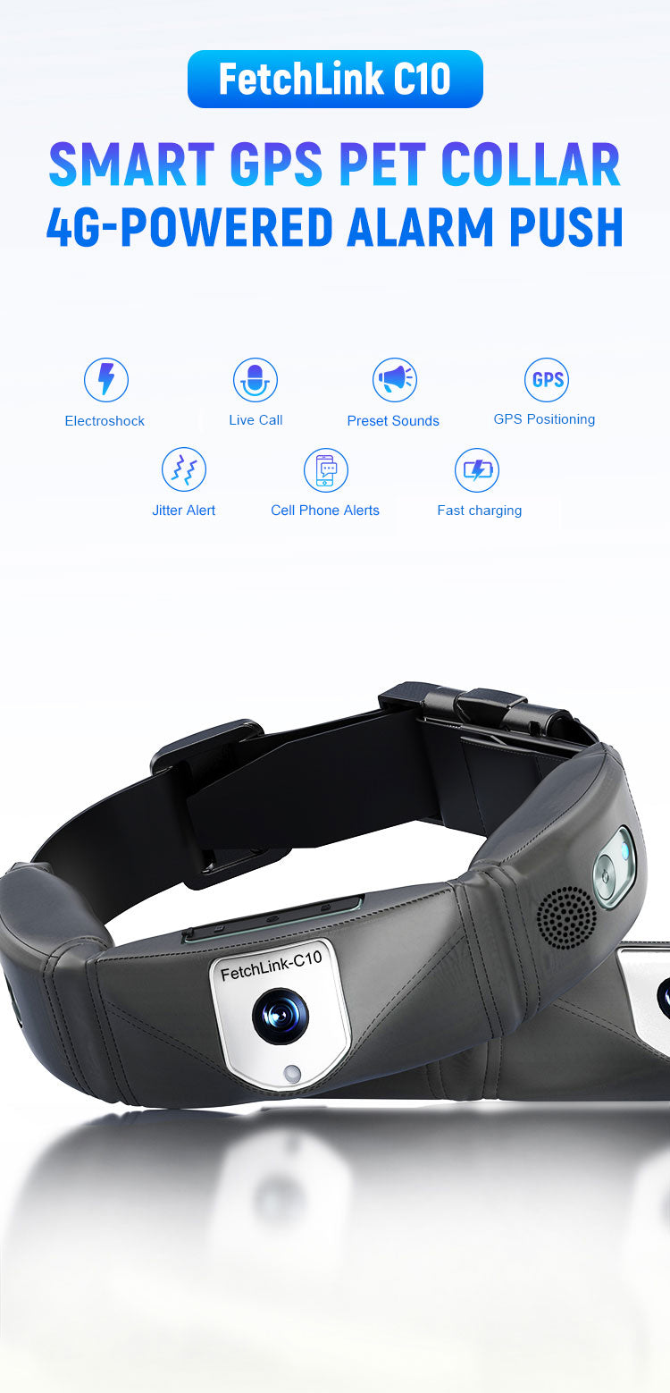 FetchLink C10 Smart GPS Pet Collar with Integrated 2MP Live Camera