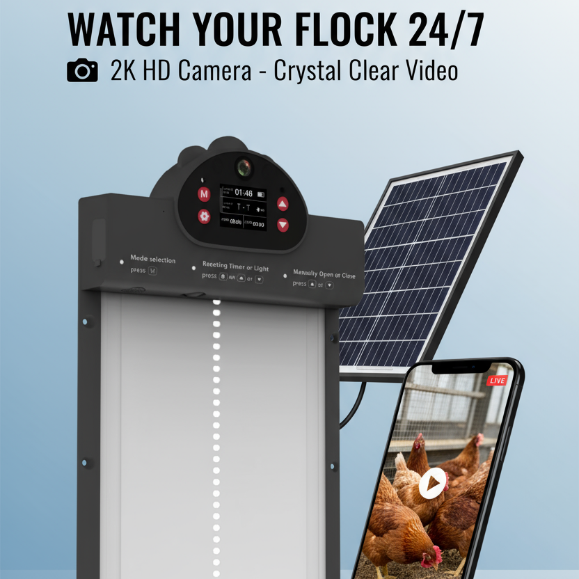 JS-02 SmartCoop Pro: Advanced 2K Camera Automatic Chicken Coop Door with WiFi
