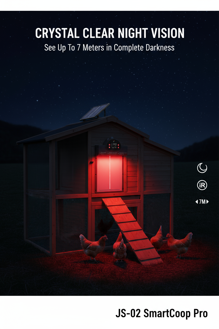 JS-02 SmartCoop Pro: Advanced 2K Camera Automatic Chicken Coop Door with WiFi