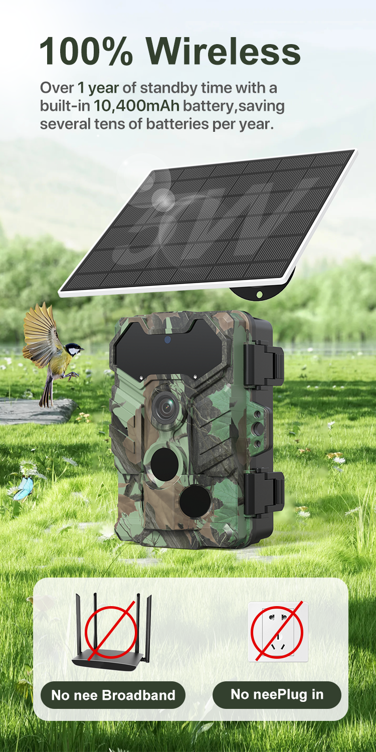S29-D IP66 Wireless Solar Trail Camera Time Lapse Wildlife Monitoring Hunting Camera