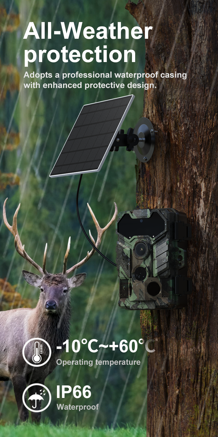 S29-D IP66 Wireless Solar Trail Camera Time Lapse Wildlife Monitoring Hunting Camera
