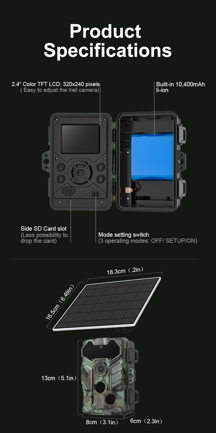 S29-D IP66 Wireless Solar Trail Camera Time Lapse Wildlife Monitoring Hunting Camera