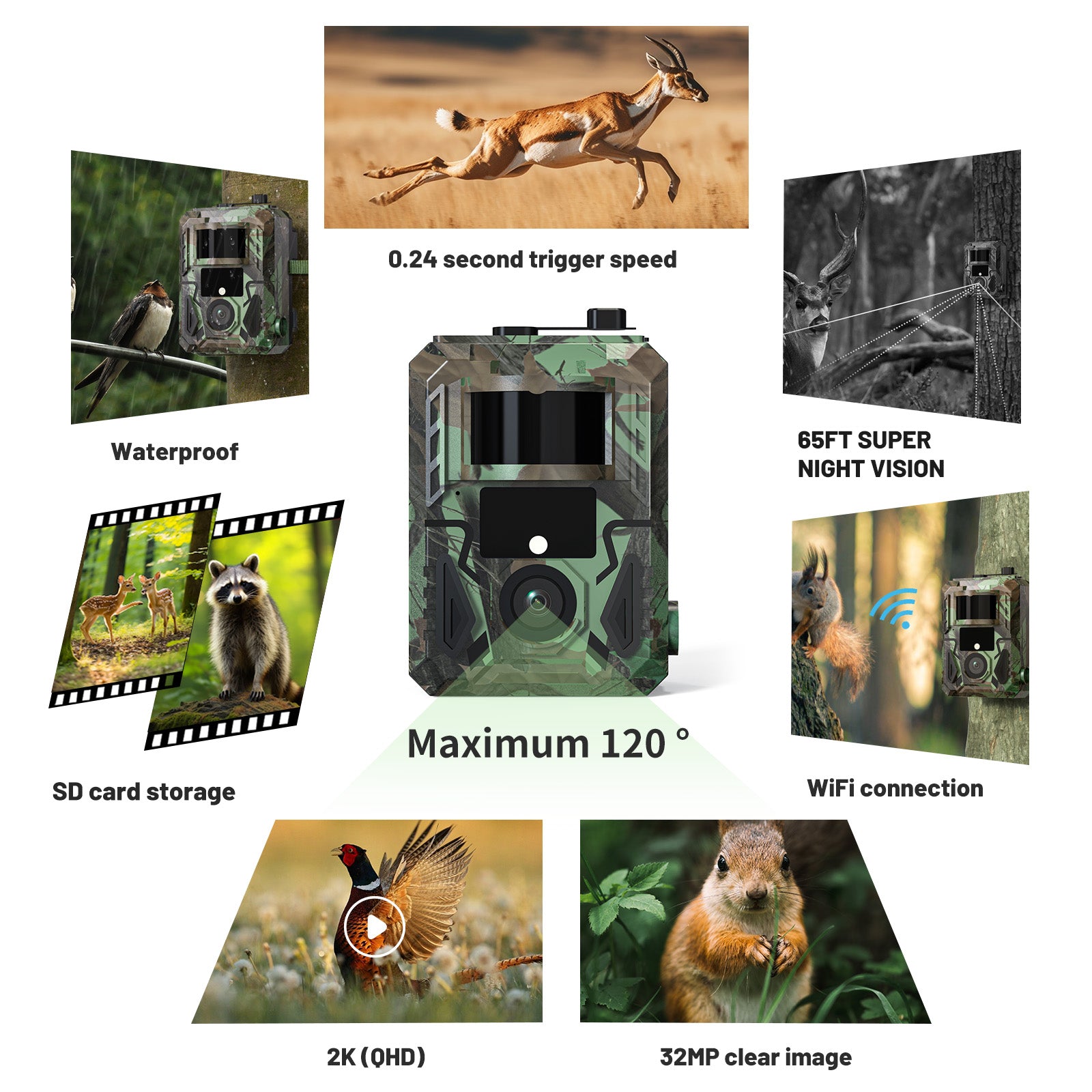 S30 Wireless Built-in Battery Trail Camera Time Lapse Wildlife Monitoring Hunting Camera